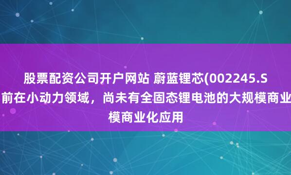 股票配资公司开户网站 蔚蓝锂芯(002245.SZ)：目前在小动力领域，尚未有全固态锂电池的大规模商业化应用